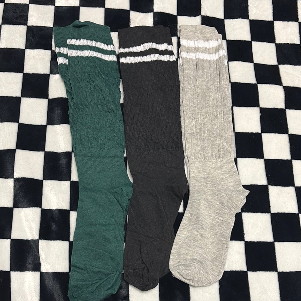 Women’s Green, Black, and Gray knee high socks